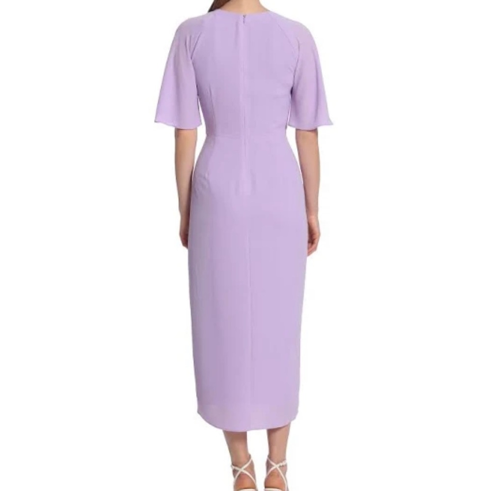Size 16 Maggie London Short Flutter Faux Wrap MIDI